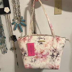 Betsey Johnson Floral Pink and Cream Tote